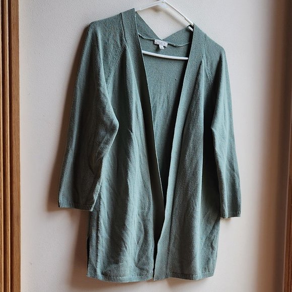 Talbots Celadon Green Open Cardigan Size Petite Medium - Picture 3 of 11